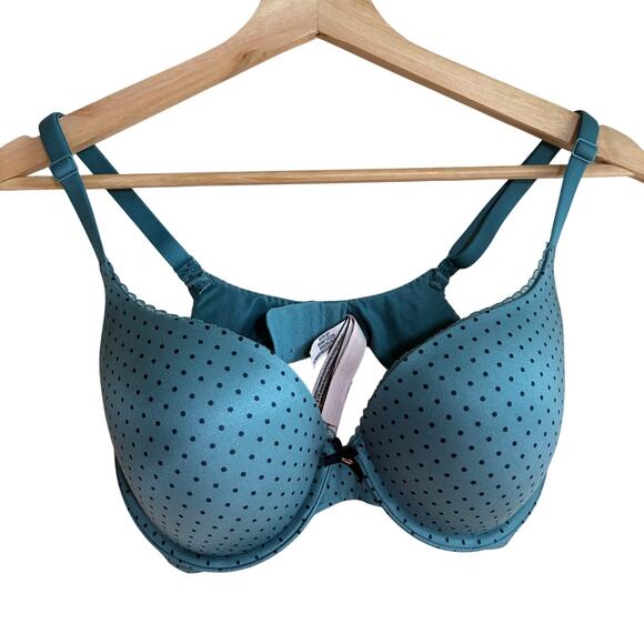 Victoria's Secret Other - Victoria's Secret teal blue polka dot perfect shape bra‎ women's size 34D lace
